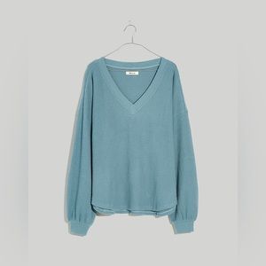 Madewell Waffle Knit V-Neck Long Sleeve Sweater